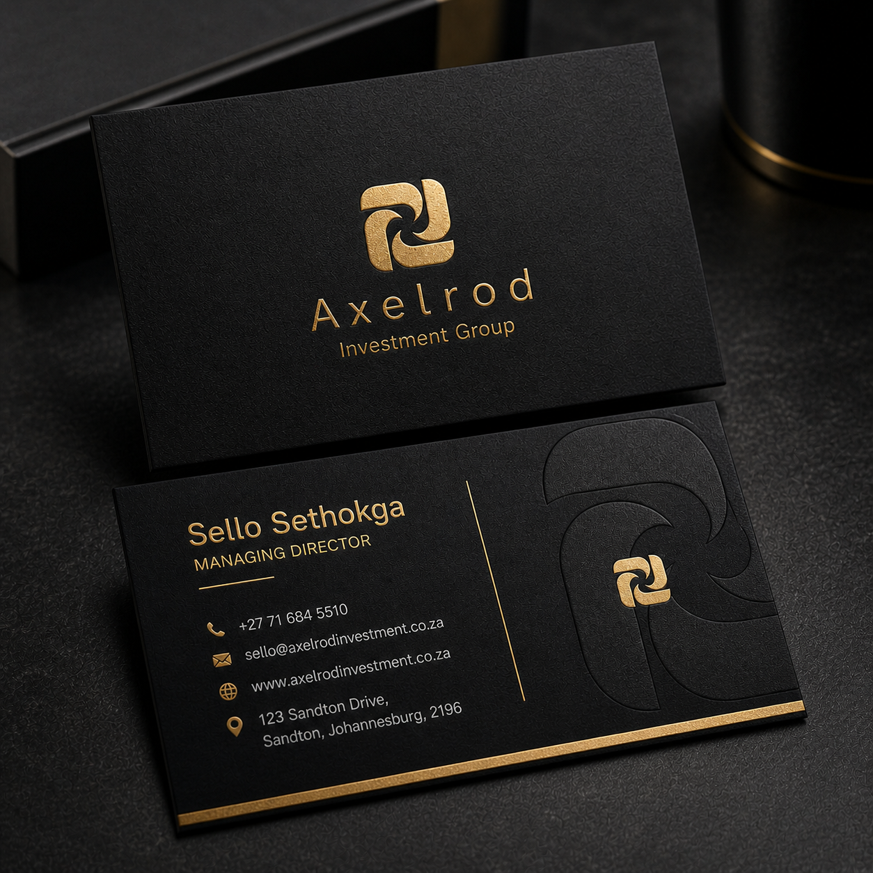 Axelrod business cards gold foil